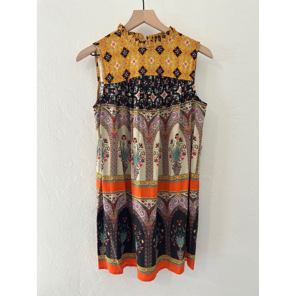 Anthropologie Conditions Apple Ivy Shift Dress Boho Artsy Prairie Retro Western